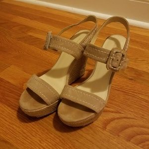 Marc Fisher Suede Espadrille Platform Wedges 7